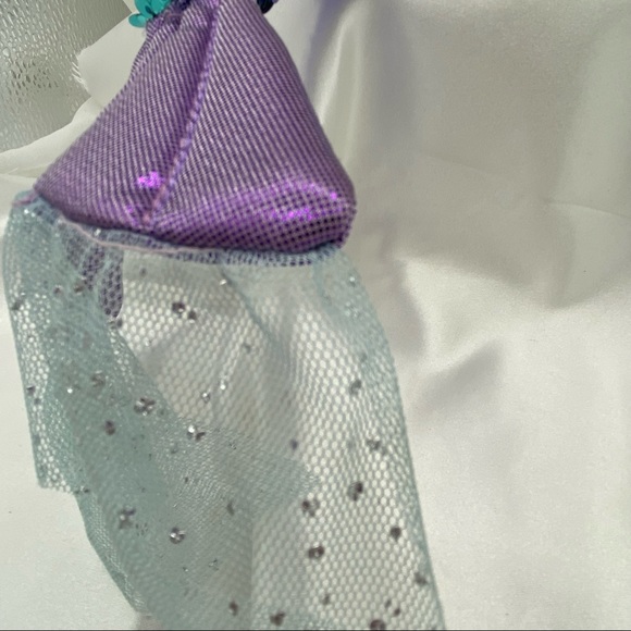 Aurora Mermaid Soft Stuffed with Sequined Tail Embroidered Eyes Lavender Hair - Picture 5 of 5